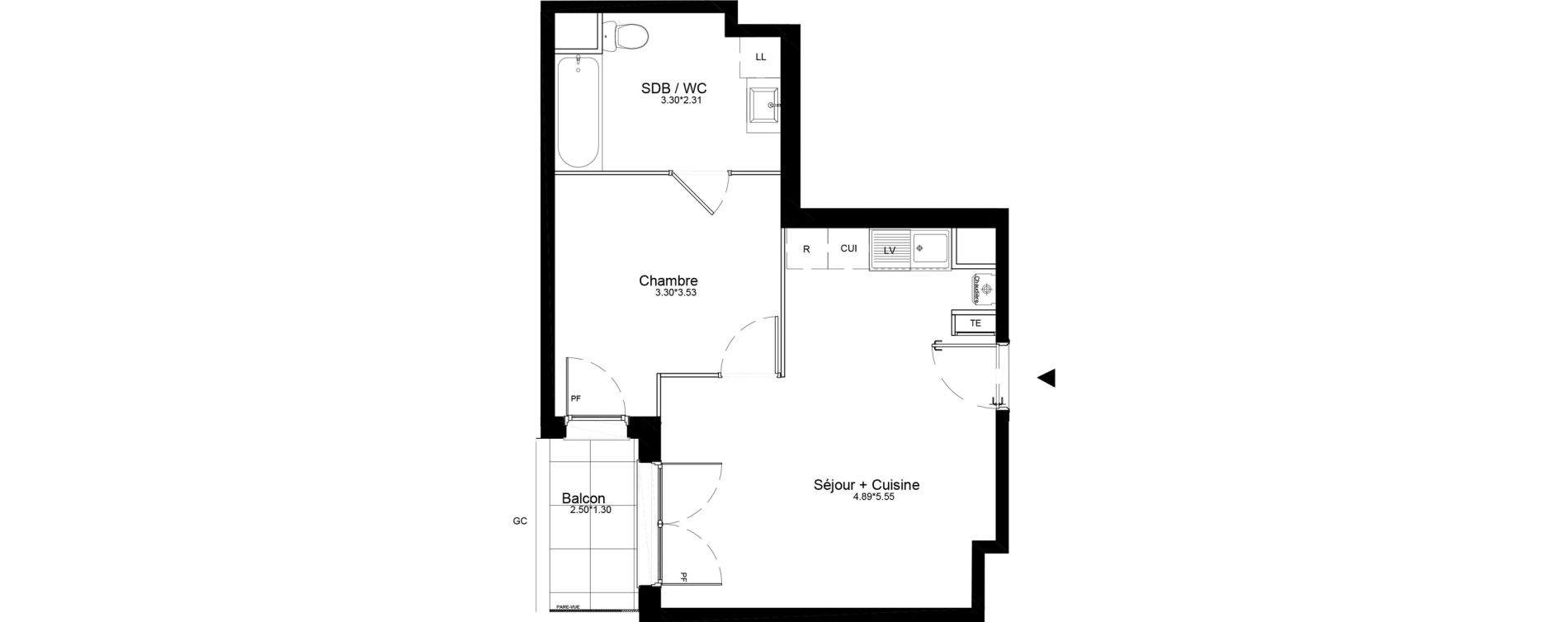 Appartement T2 de 39,61 m2 &agrave; La Roche-Sur-Yon La petite rochette