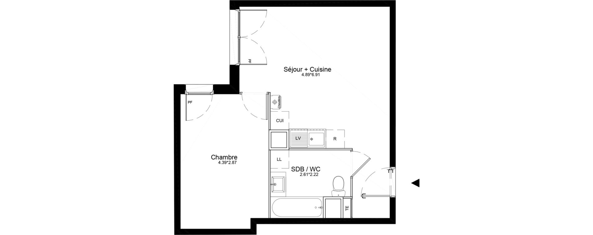 Appartement T2 de 40,76 m2 &agrave; La Roche-Sur-Yon La petite rochette