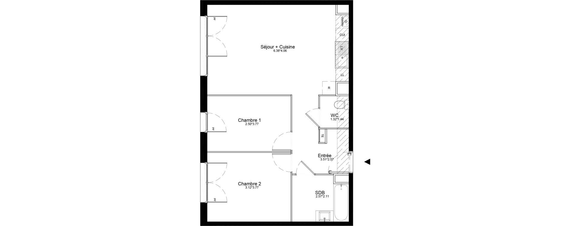 Appartement T3 de 60,22 m2 &agrave; La Roche-Sur-Yon La petite rochette