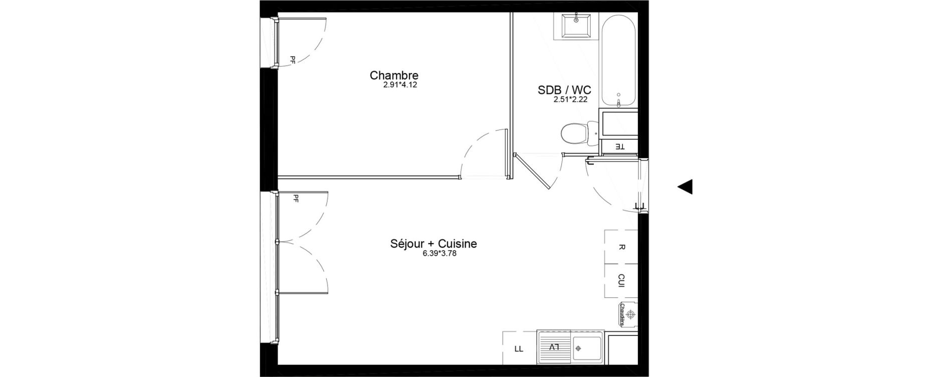 Appartement T2 de 38,65 m2 &agrave; La Roche-Sur-Yon La petite rochette