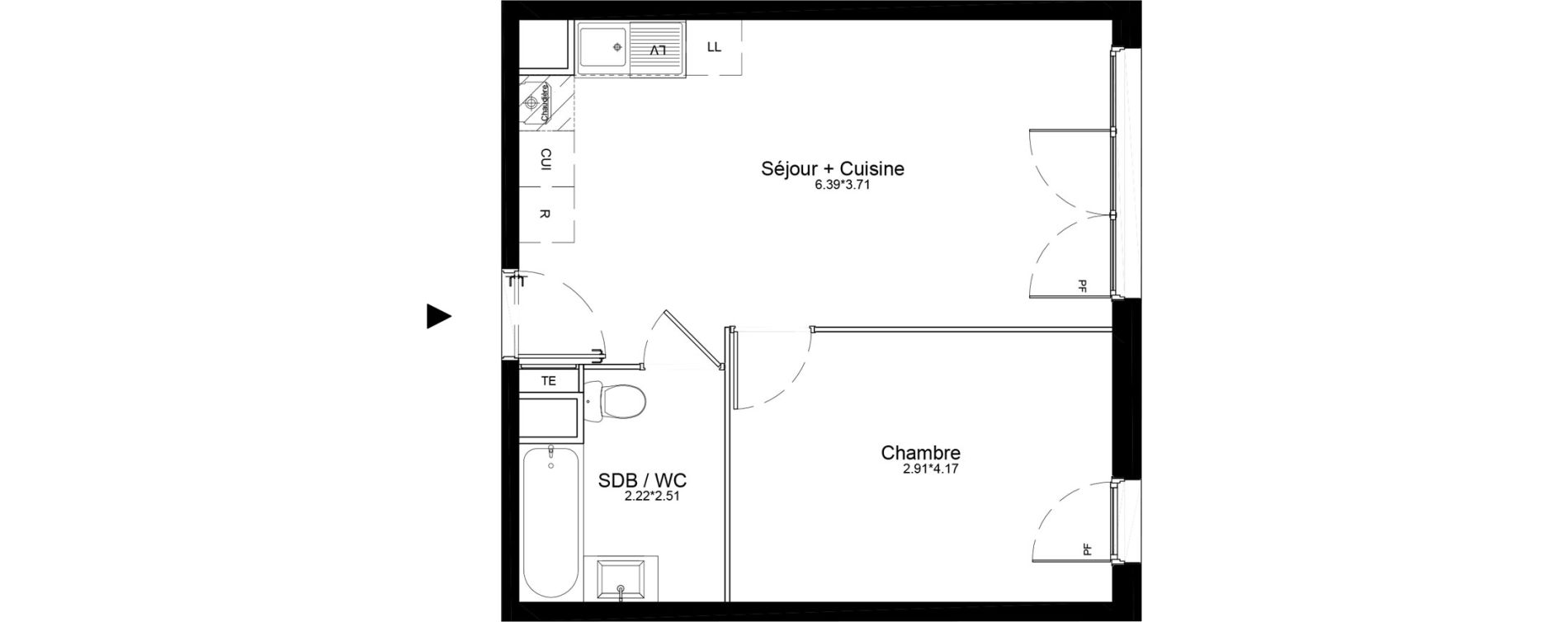 Appartement T2 de 38,65 m2 &agrave; La Roche-Sur-Yon La petite rochette