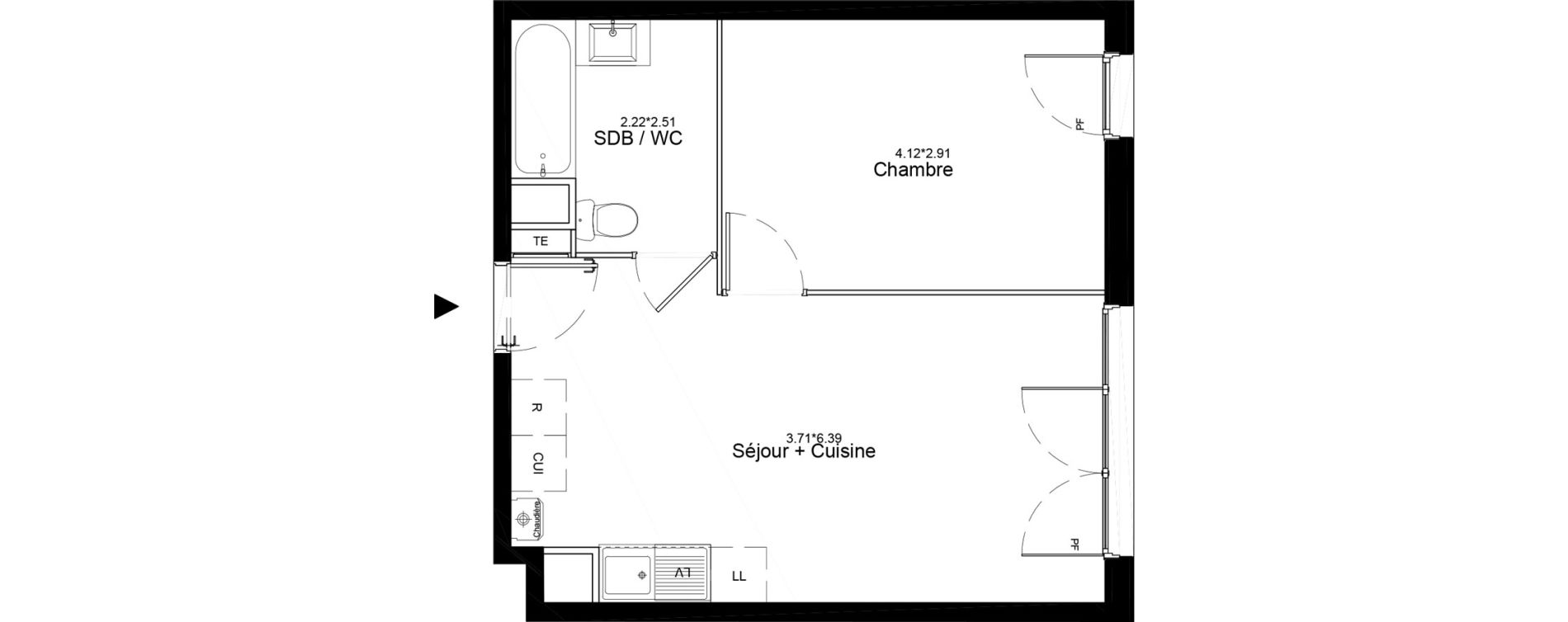 Appartement T2 de 38,44 m2 &agrave; La Roche-Sur-Yon La petite rochette