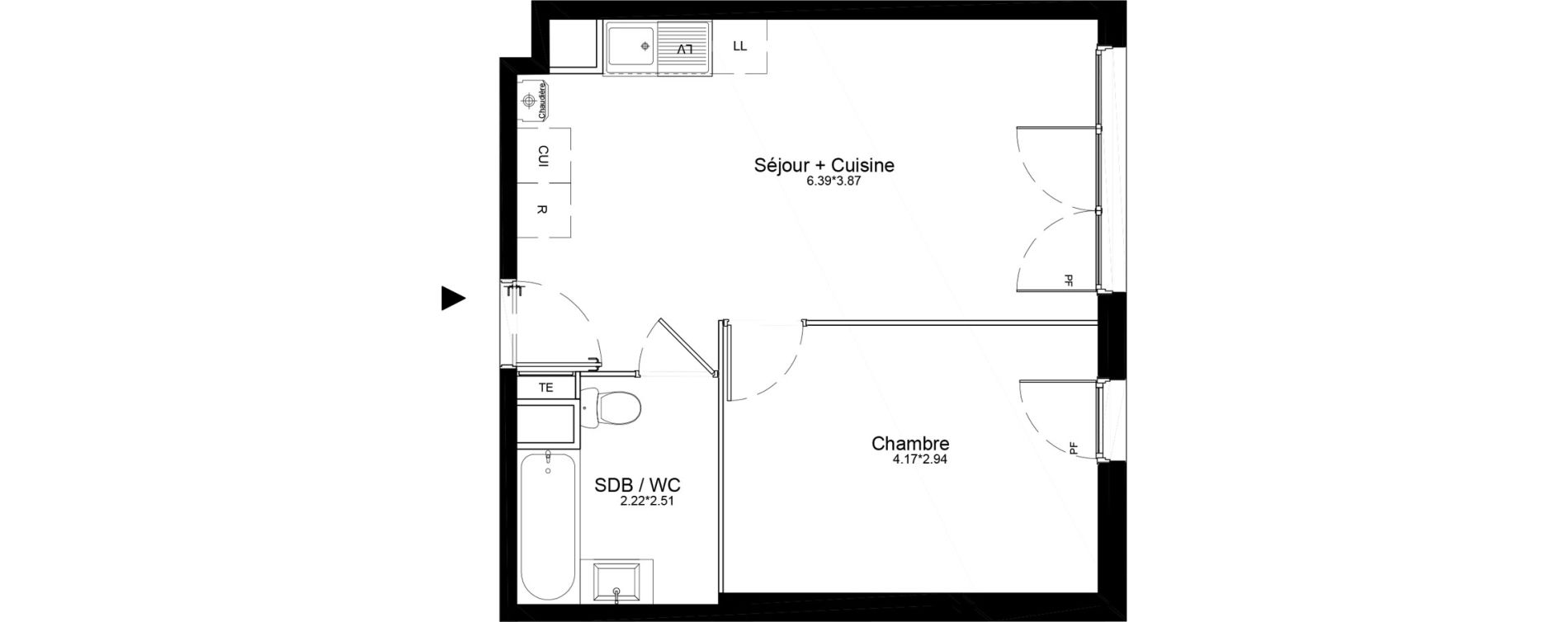 Appartement T2 de 38,91 m2 &agrave; La Roche-Sur-Yon La petite rochette