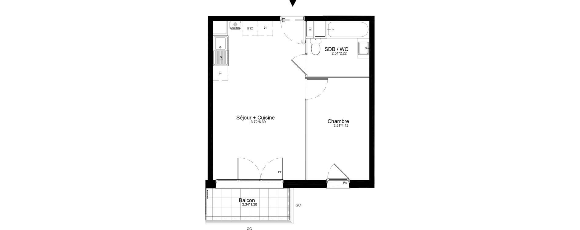 Appartement T2 de 38,73 m2 &agrave; La Roche-Sur-Yon La petite rochette