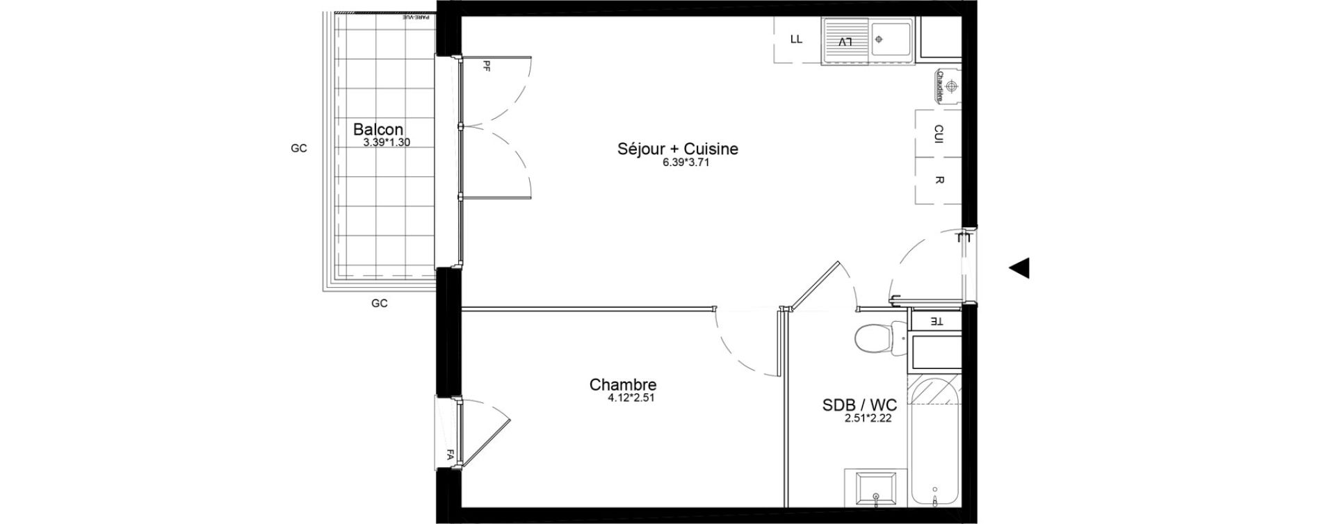 Appartement T2 de 38,67 m2 &agrave; La Roche-Sur-Yon La petite rochette