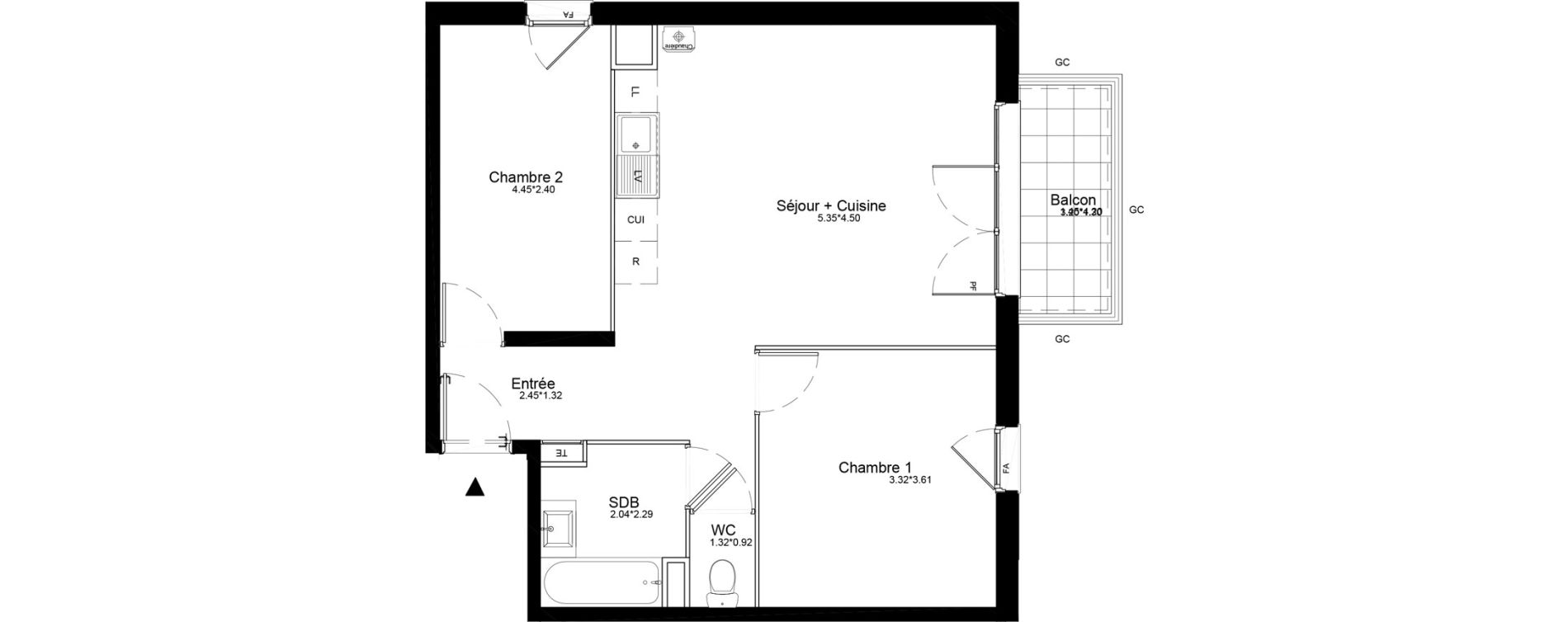 Appartement T3 de 58,30 m2 &agrave; La Roche-Sur-Yon La petite rochette