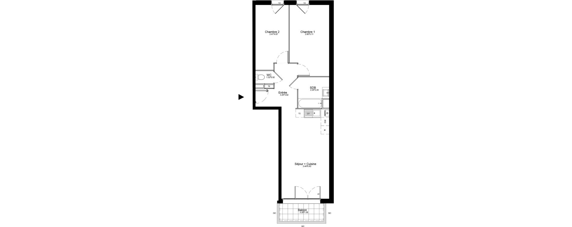 Appartement T3 de 59,62 m2 &agrave; La Roche-Sur-Yon La petite rochette