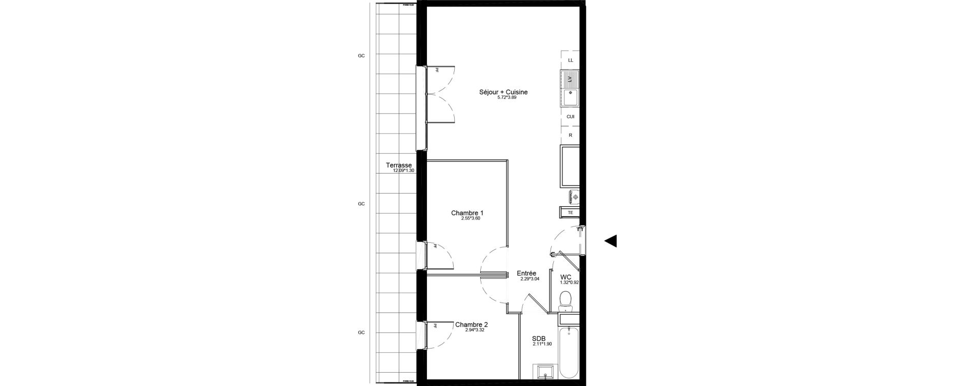 Appartement T3 de 55,63 m2 &agrave; La Roche-Sur-Yon La petite rochette