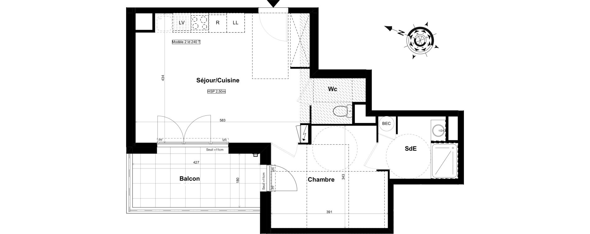 Appartement T2 de 44,22 m2 &agrave; La Roche-Sur-Yon Mon repos - terres noires - forges - branly