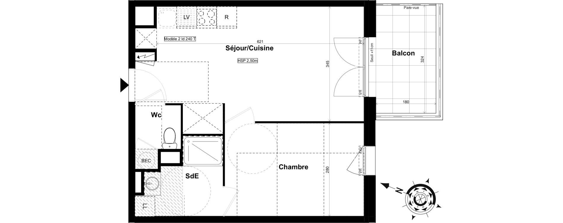 Appartement T2 de 41,38 m2 &agrave; La Roche-Sur-Yon Mon repos - terres noires - forges - branly