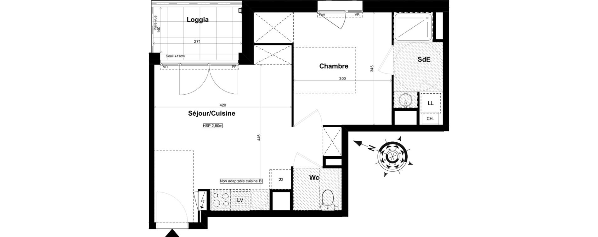 Appartement T2 de 38,84 m2 &agrave; La Roche-Sur-Yon Mon repos - terres noires - forges - branly