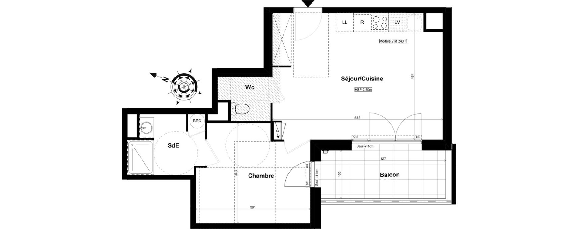 Appartement T2 de 44,22 m2 &agrave; La Roche-Sur-Yon Mon repos - terres noires - forges - branly
