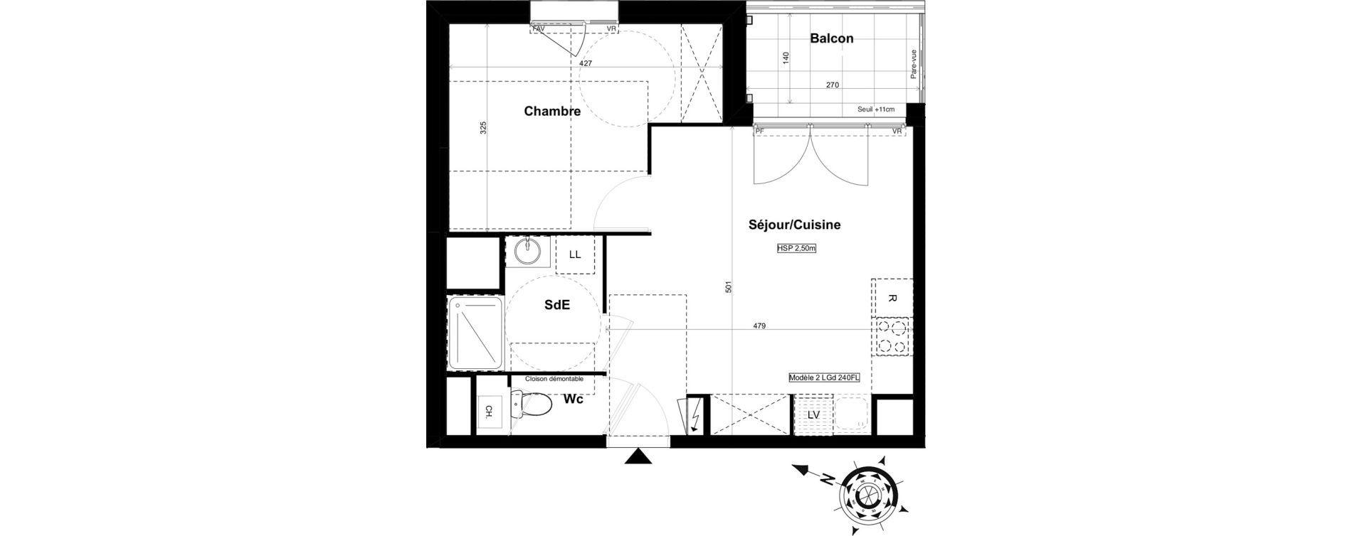 Appartement T2 de 39,47 m2 &agrave; La Roche-Sur-Yon Mon repos - terres noires - forges - branly