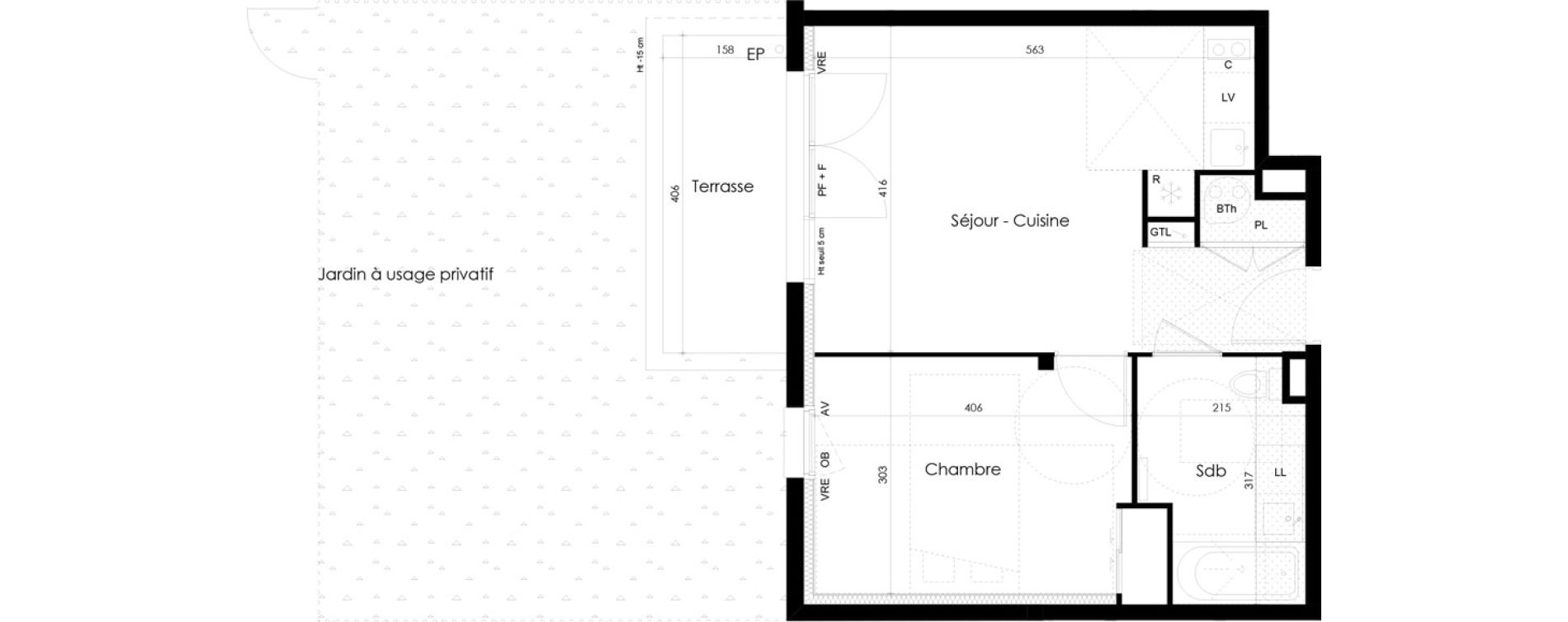 Appartement T2 de 42,96 m2 &agrave; La Roche-Sur-Yon La p&eacute;ronni&egrave;re