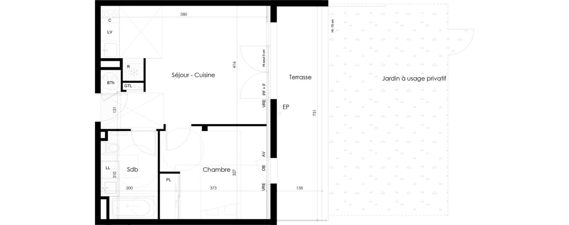 Appartement T2 de 41,59 m2 &agrave; La Roche-Sur-Yon La p&eacute;ronni&egrave;re