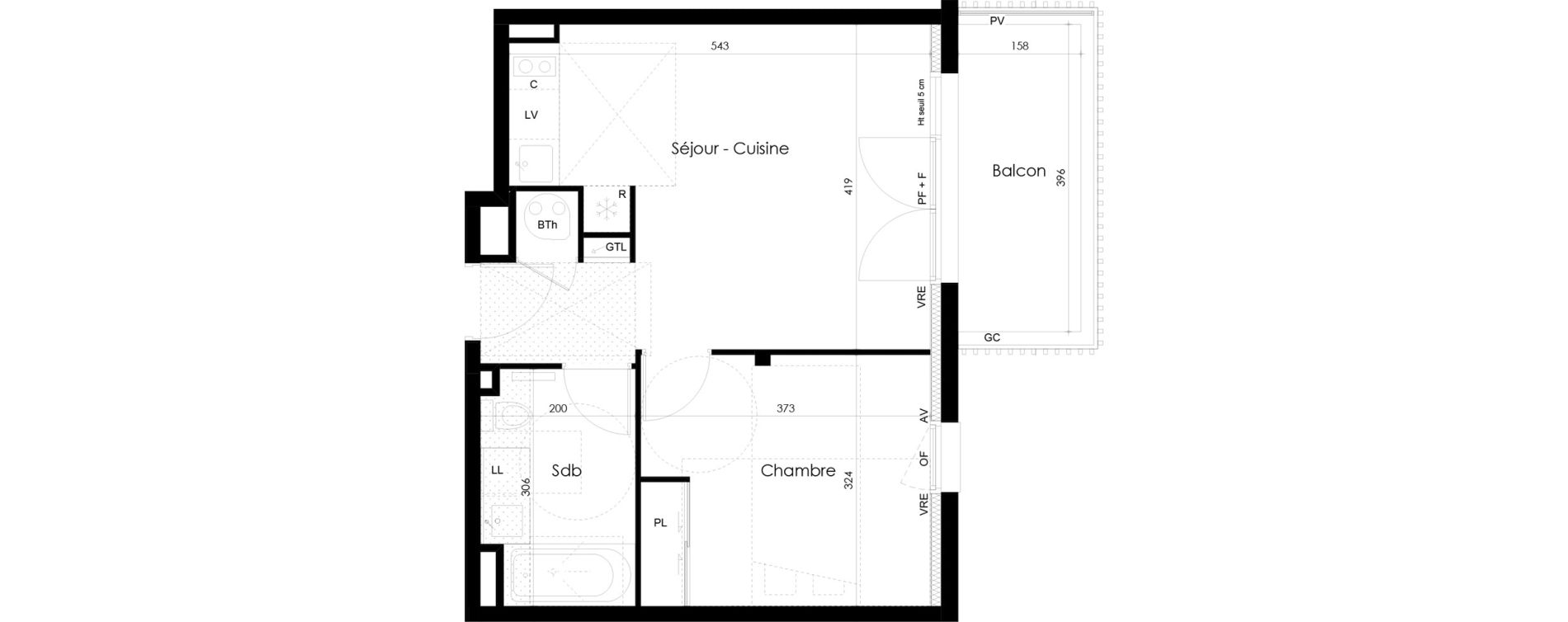 Appartement T2 de 40,49 m2 &agrave; La Roche-Sur-Yon La p&eacute;ronni&egrave;re