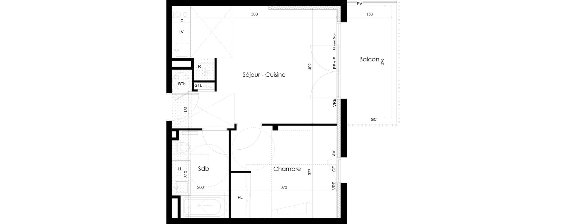 Appartement T2 de 41,22 m2 &agrave; La Roche-Sur-Yon La p&eacute;ronni&egrave;re