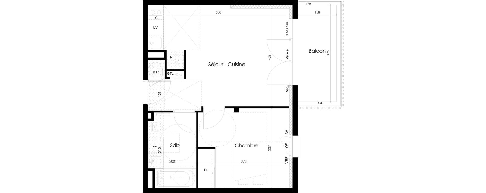 Appartement T2 de 41,14 m2 &agrave; La Roche-Sur-Yon La p&eacute;ronni&egrave;re