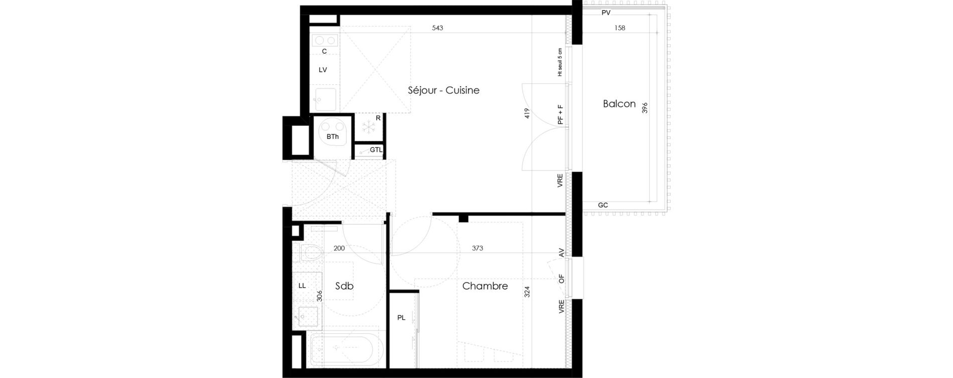 Appartement T2 de 40,49 m2 &agrave; La Roche-Sur-Yon La p&eacute;ronni&egrave;re