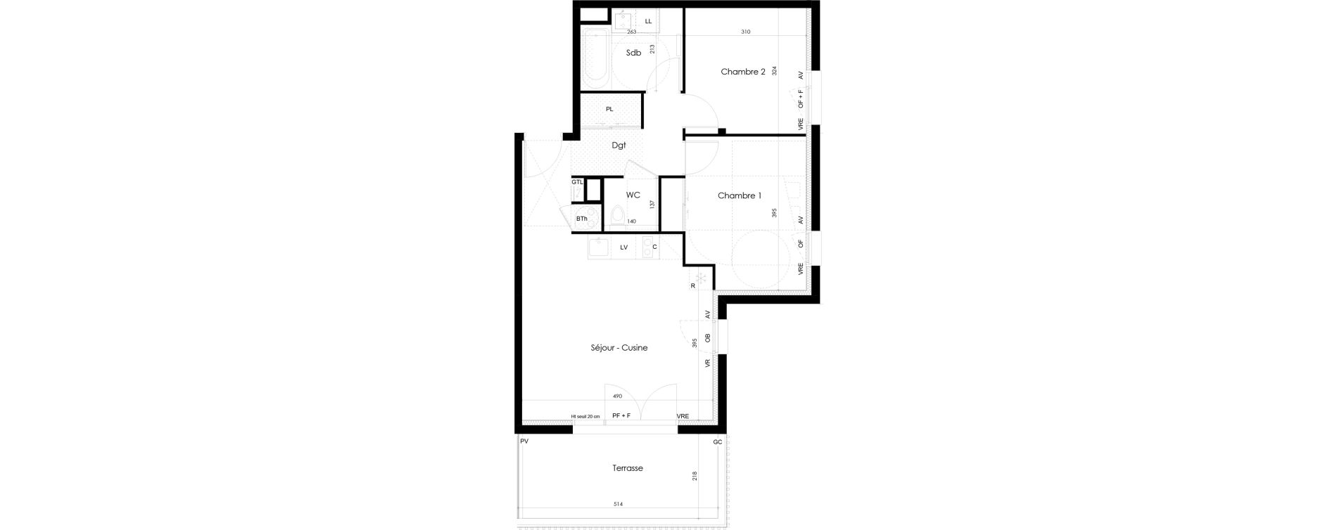 Appartement T3 de 61,64 m2 &agrave; La Roche-Sur-Yon La p&eacute;ronni&egrave;re