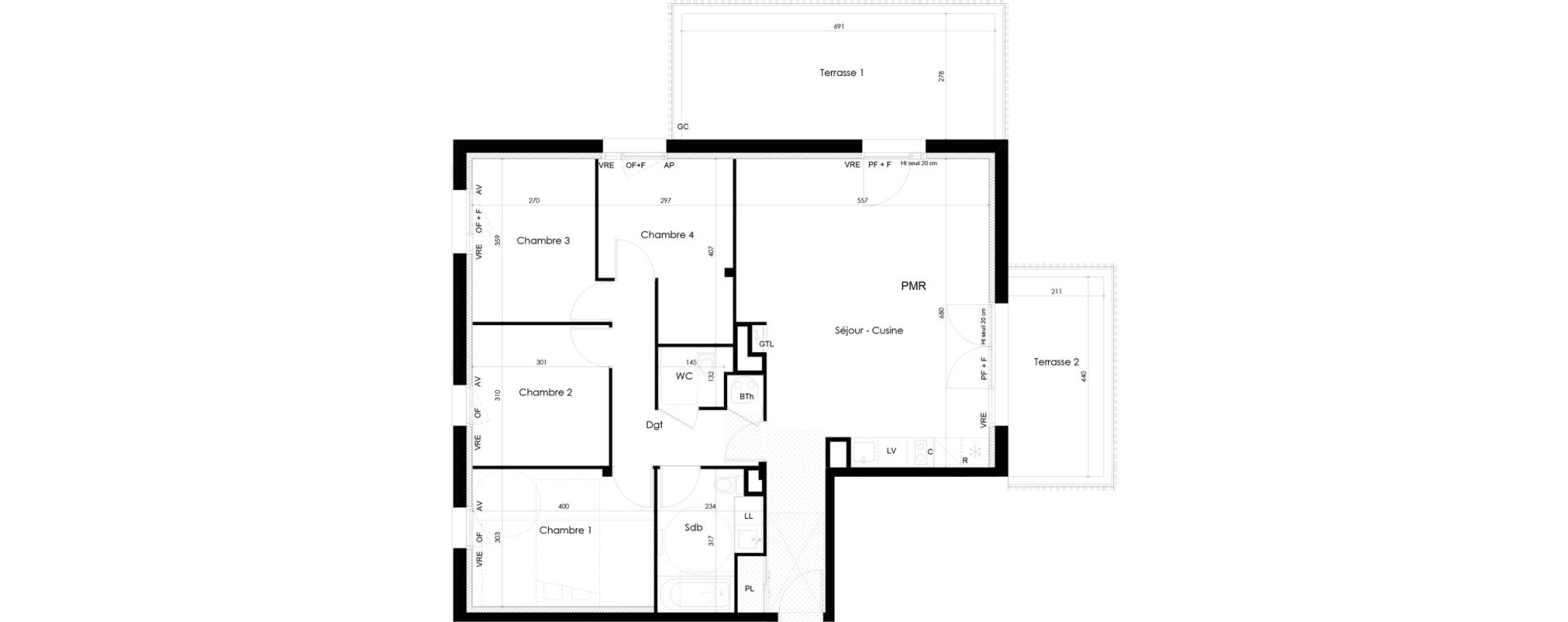 Appartement T5 de 97,40 m2 &agrave; La Roche-Sur-Yon La p&eacute;ronni&egrave;re