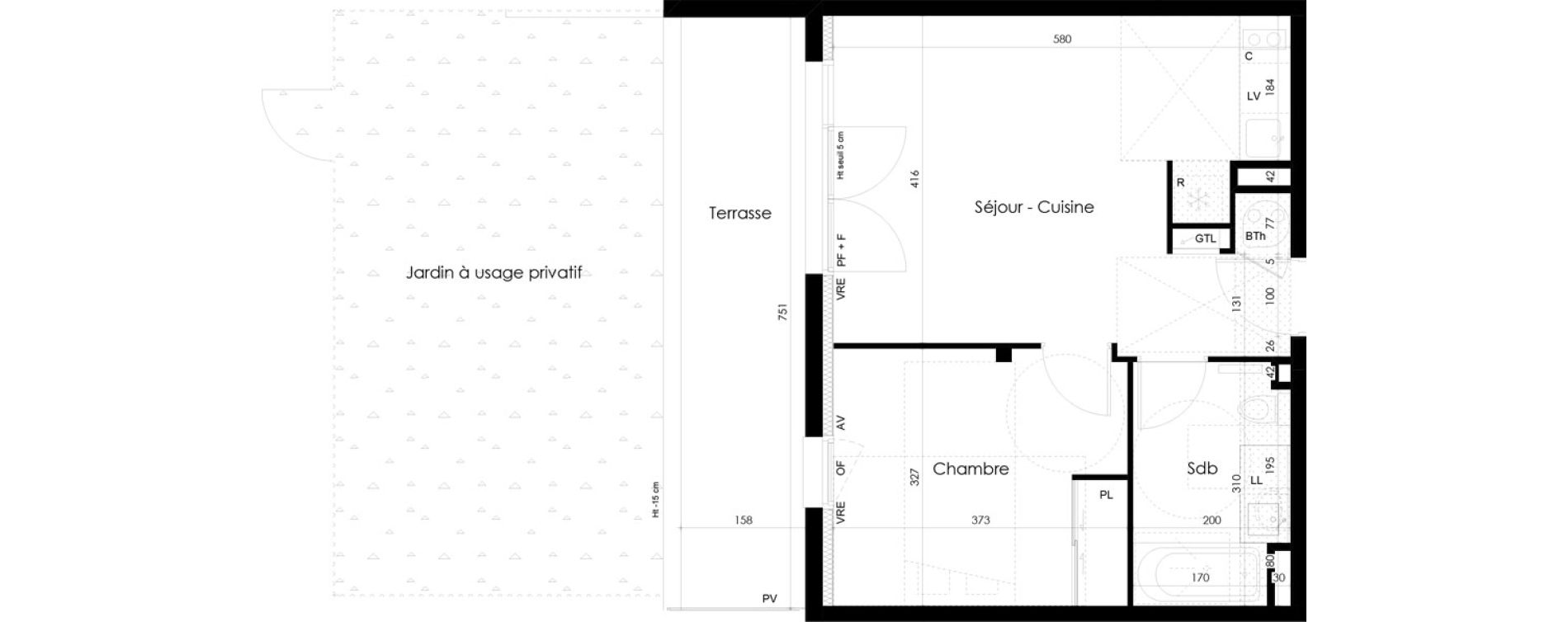 Appartement T2 de 41,56 m2 &agrave; La Roche-Sur-Yon La p&eacute;ronni&egrave;re