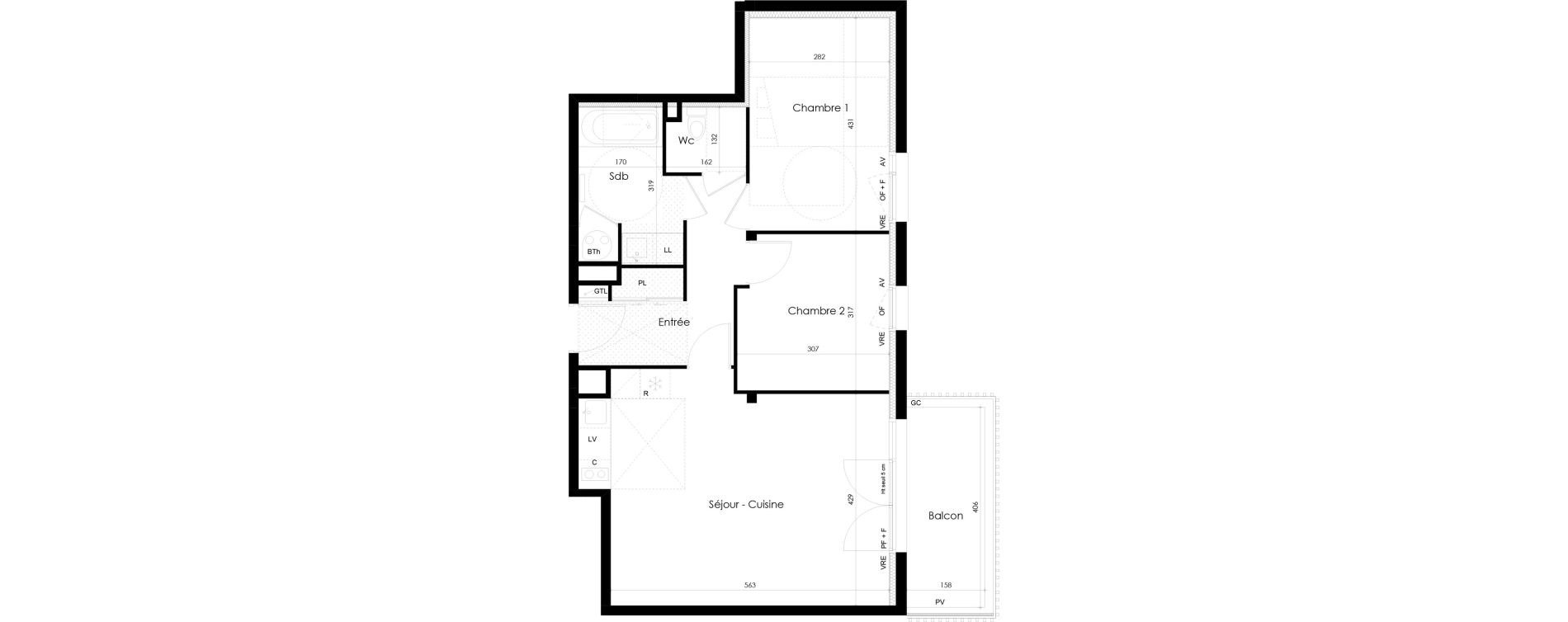 Appartement T3 de 64,08 m2 &agrave; La Roche-Sur-Yon La p&eacute;ronni&egrave;re