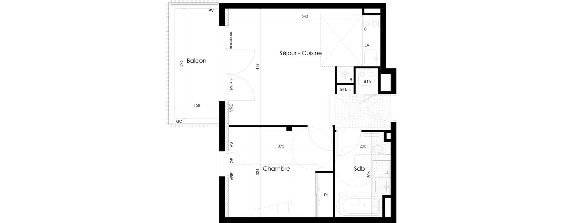 Appartement T2 de 40,49 m2 &agrave; La Roche-Sur-Yon La p&eacute;ronni&egrave;re