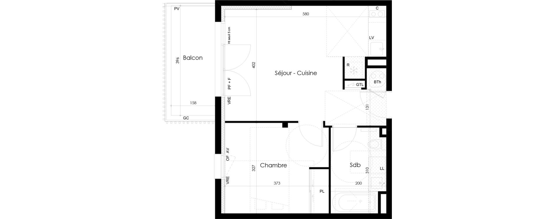 Appartement T2 de 41,22 m2 &agrave; La Roche-Sur-Yon La p&eacute;ronni&egrave;re