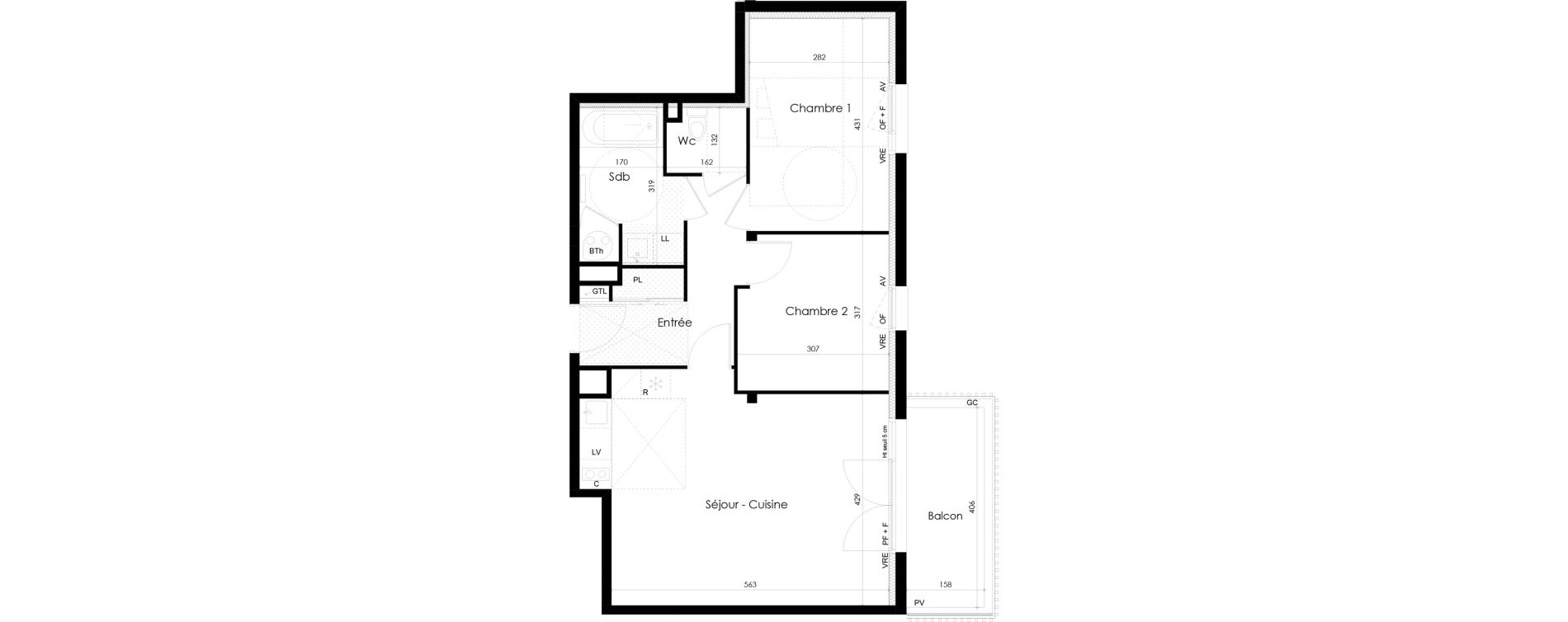 Appartement T3 de 64,08 m2 &agrave; La Roche-Sur-Yon La p&eacute;ronni&egrave;re