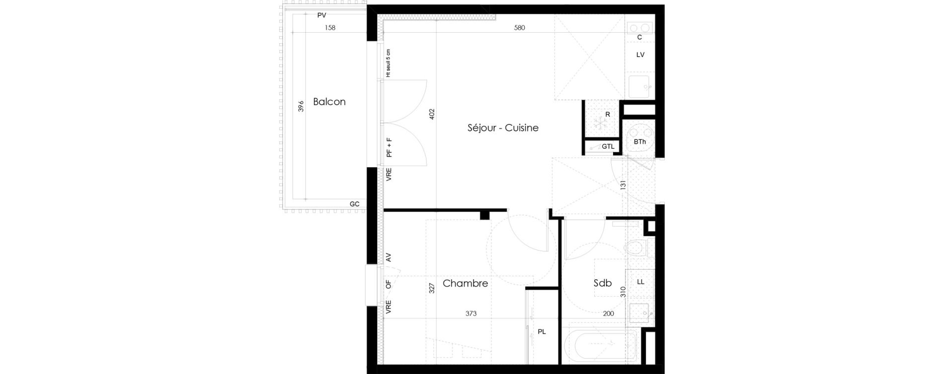 Appartement T2 de 41,22 m2 &agrave; La Roche-Sur-Yon La p&eacute;ronni&egrave;re