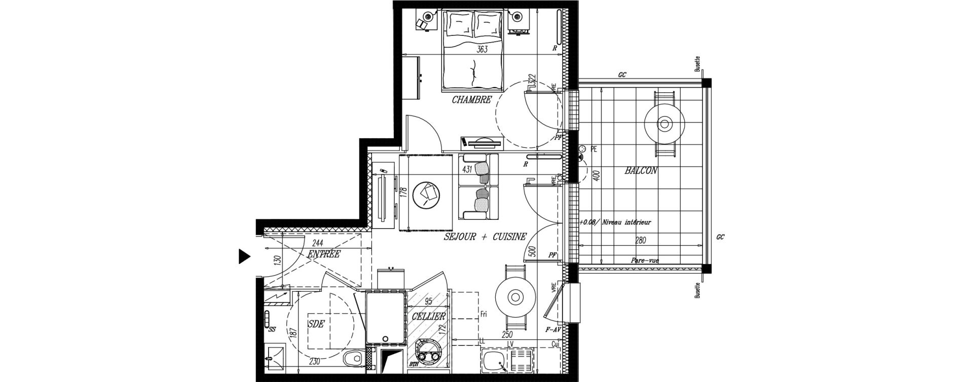 Appartement T2 de 39,74 m2 &agrave; La Tranche-Sur-Mer Centre