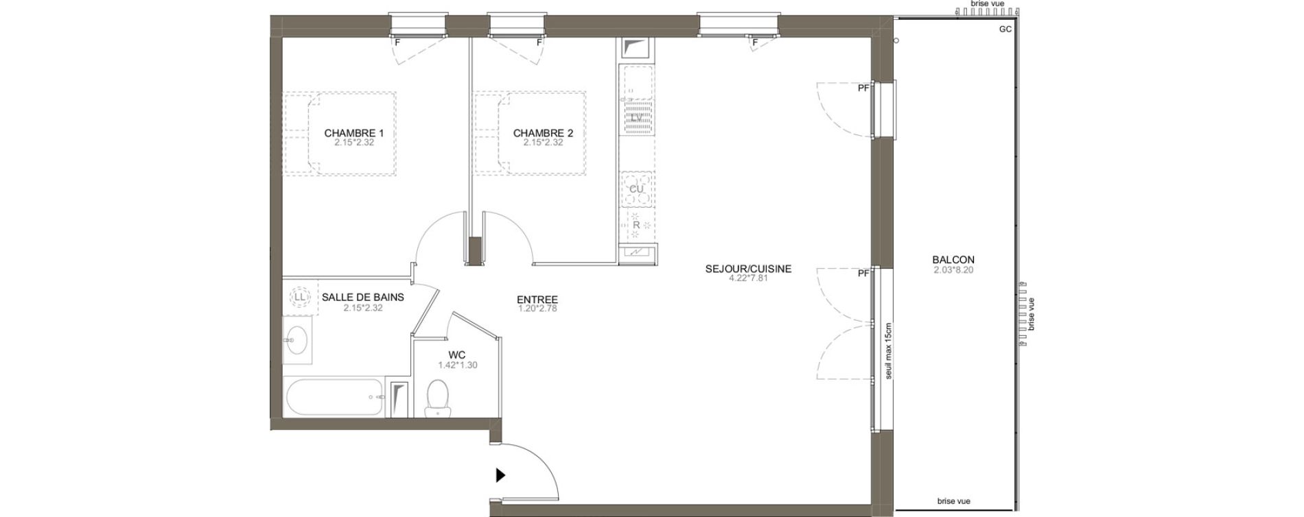 Appartement T3 de 70,10 m2 aux Herbiers Le landreau