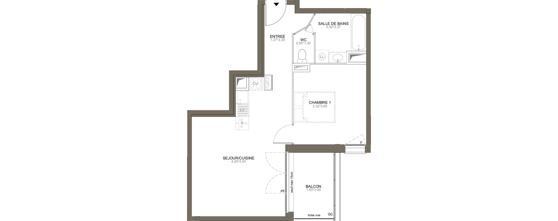Appartement T2 de 46,85 m2 aux Herbiers Le landreau