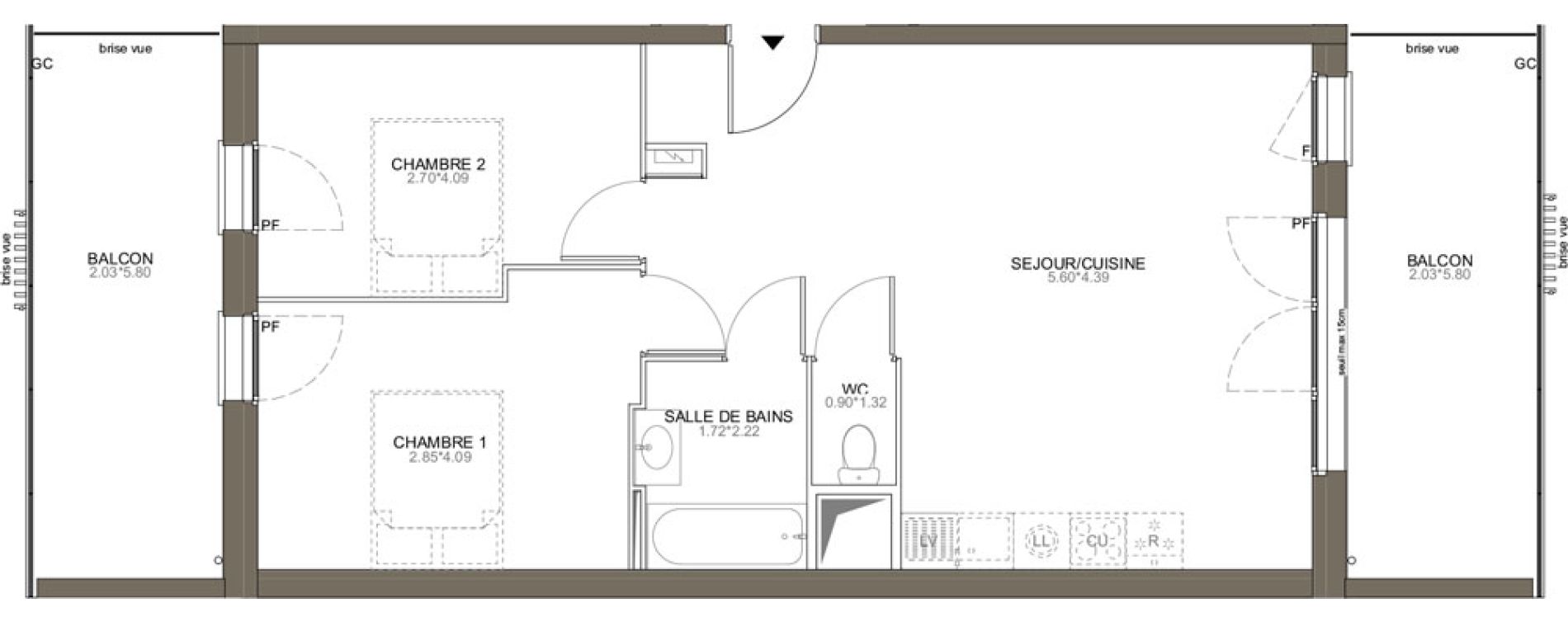 Appartement T3 de 61,05 m2 aux Herbiers Le landreau