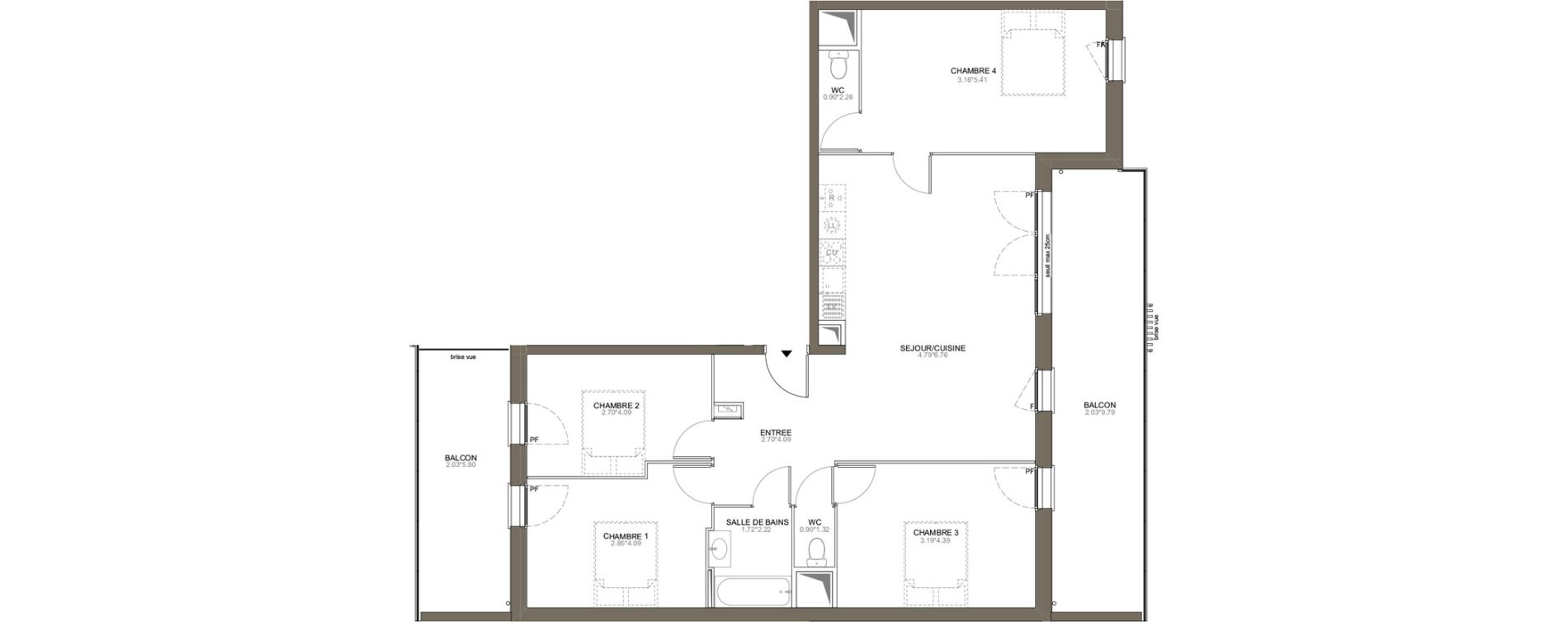 Appartement T5 de 100,62 m2 aux Herbiers Le landreau