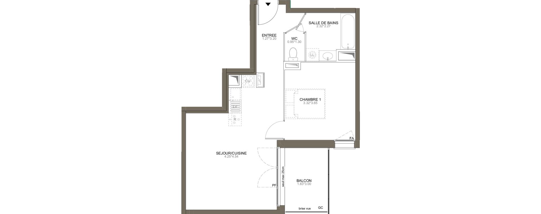 Appartement T2 de 46,85 m2 aux Herbiers Le landreau