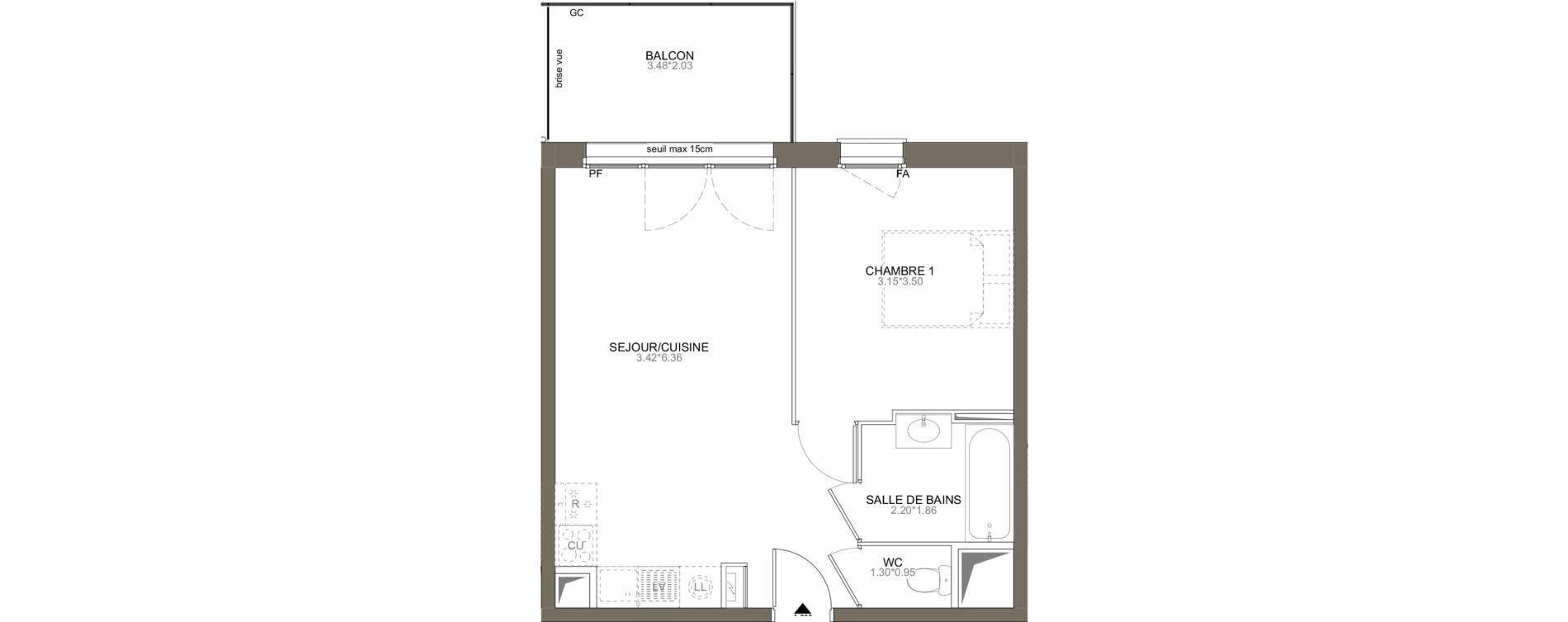 Appartement T2 de 40,01 m2 aux Herbiers Le landreau