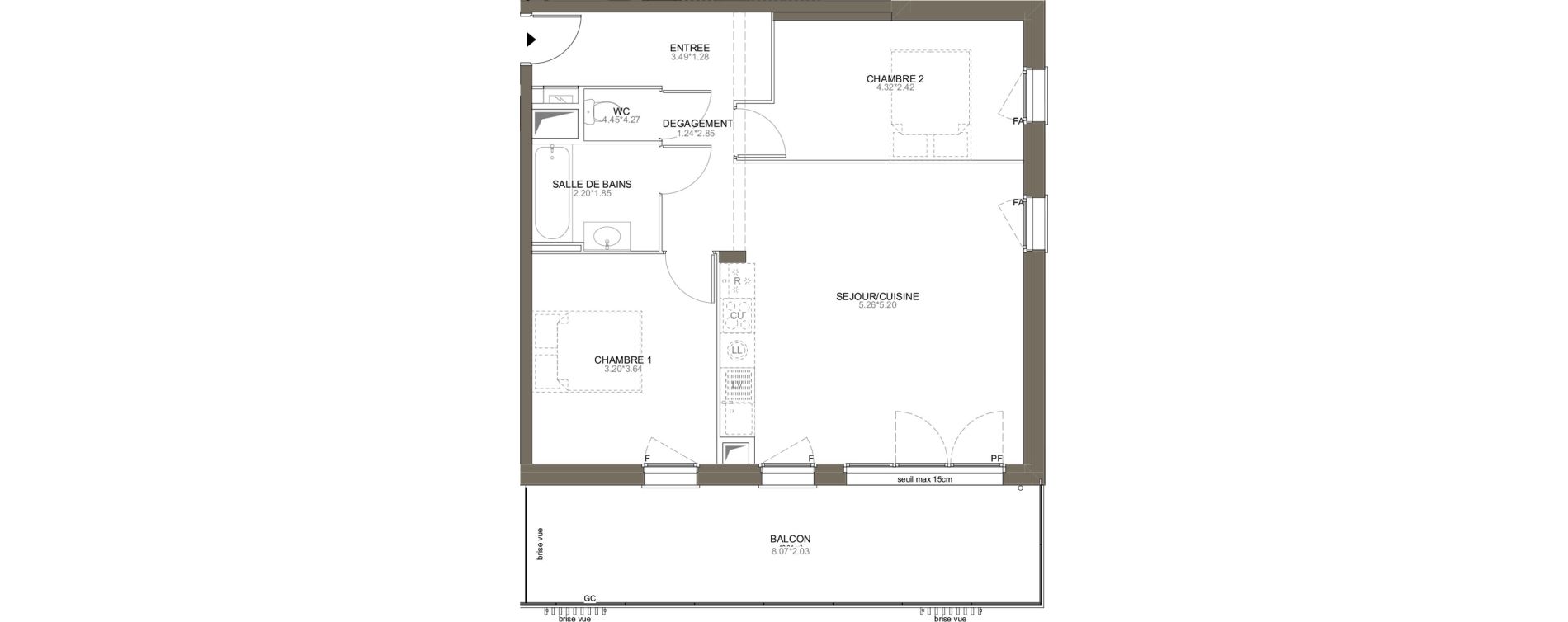 Appartement T3 de 63,53 m2 aux Herbiers Le landreau