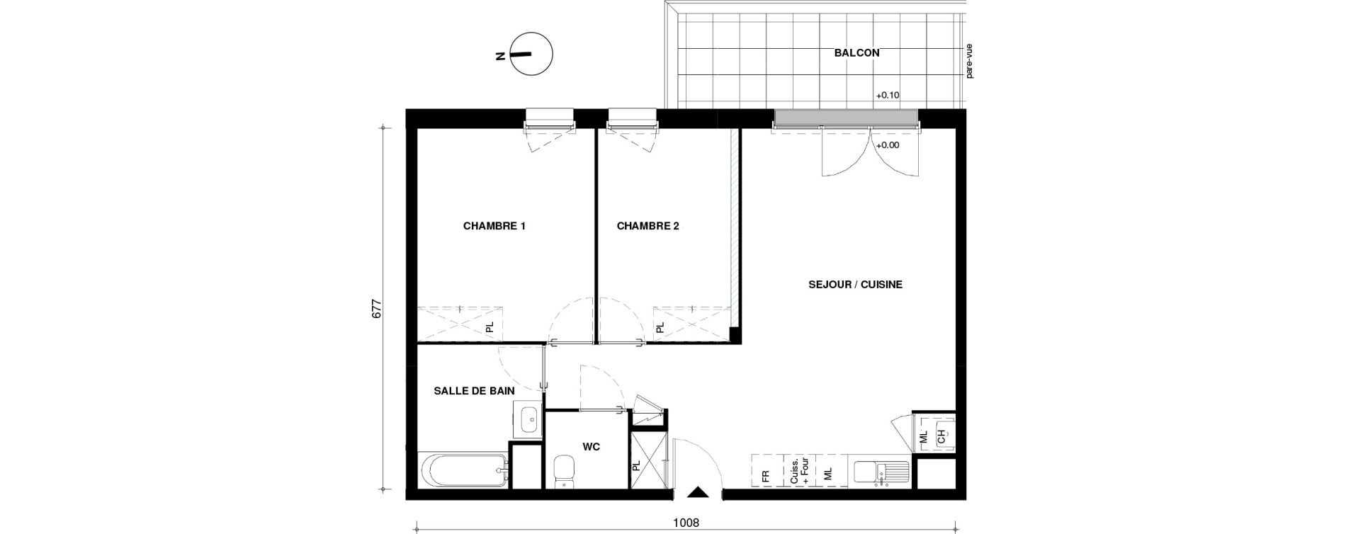 Appartement T3 de 65,63 m2 aux Herbiers Le grand fief