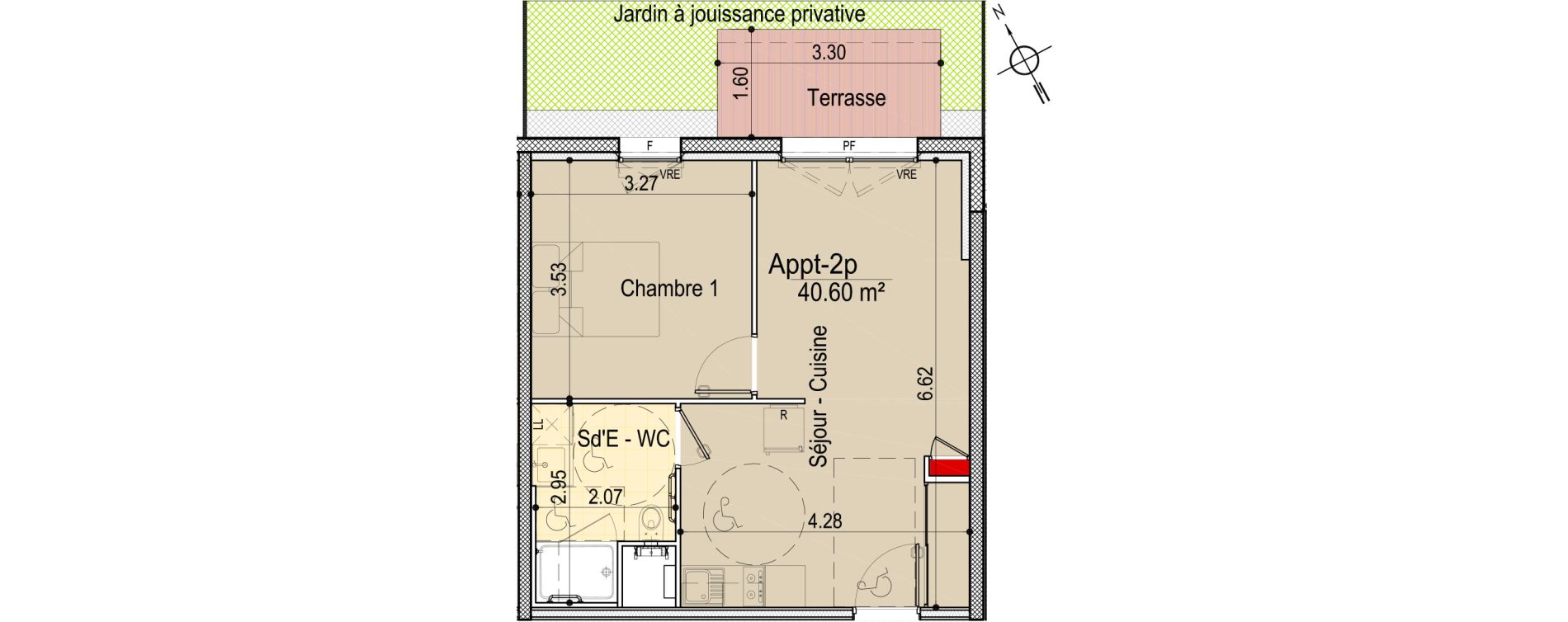 Appartement T2 de 40,60 m2 aux Sables-D'Olonne Le chateau d olonne