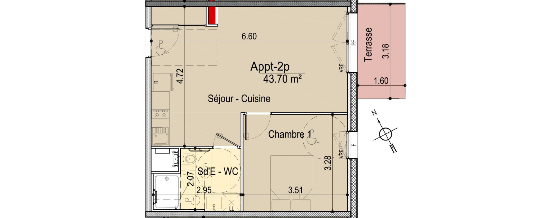 Appartement T2 de 43,70 m2 aux Sables-D'Olonne Le chateau d olonne