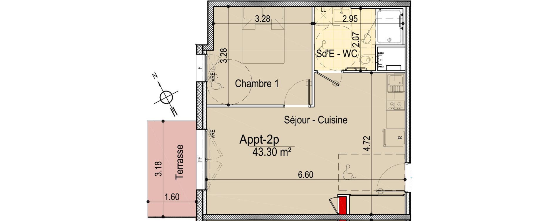 Appartement T2 de 43,30 m2 aux Sables-D'Olonne Le chateau d olonne