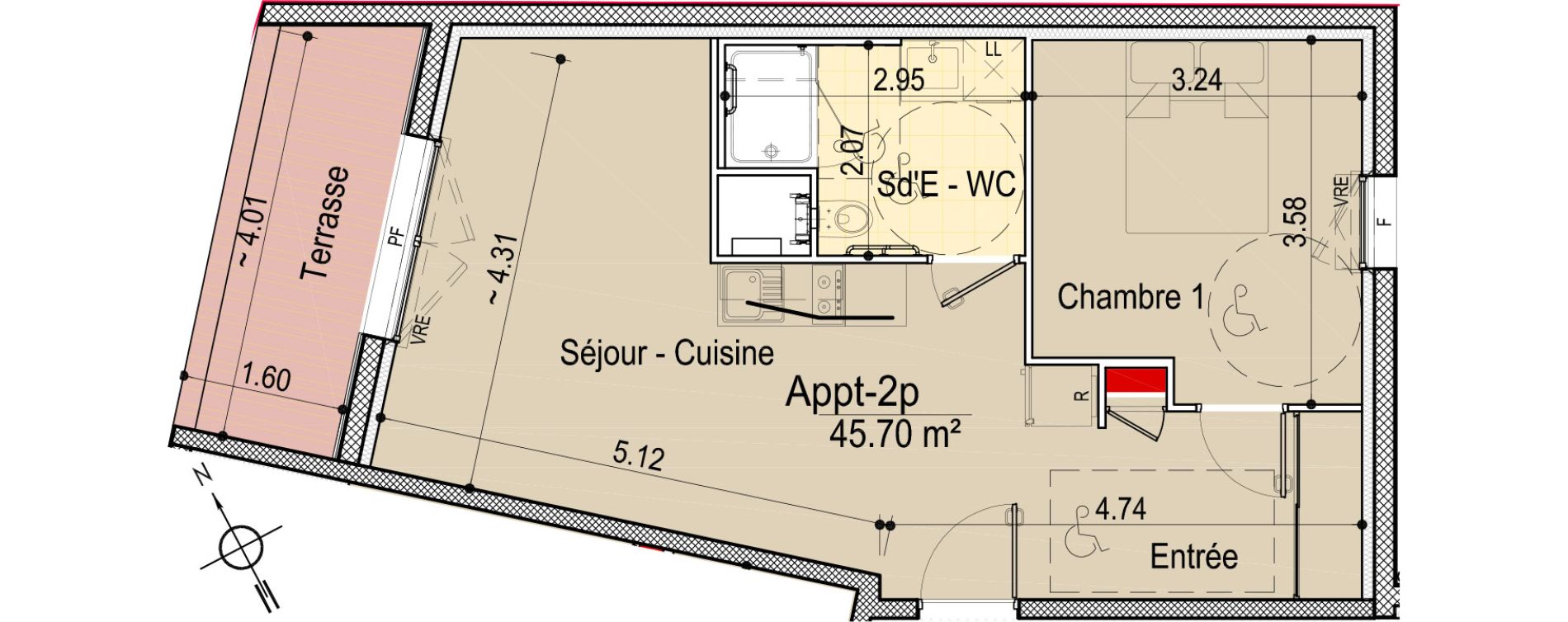 Appartement T2 bis de 45,70 m2 aux Sables-D'Olonne Le chateau d olonne