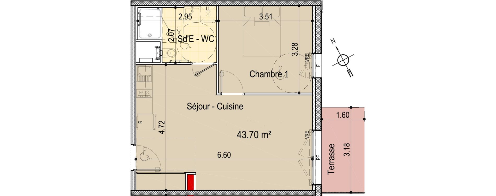 Appartement T2 de 43,70 m2 aux Sables-D'Olonne Le chateau d olonne