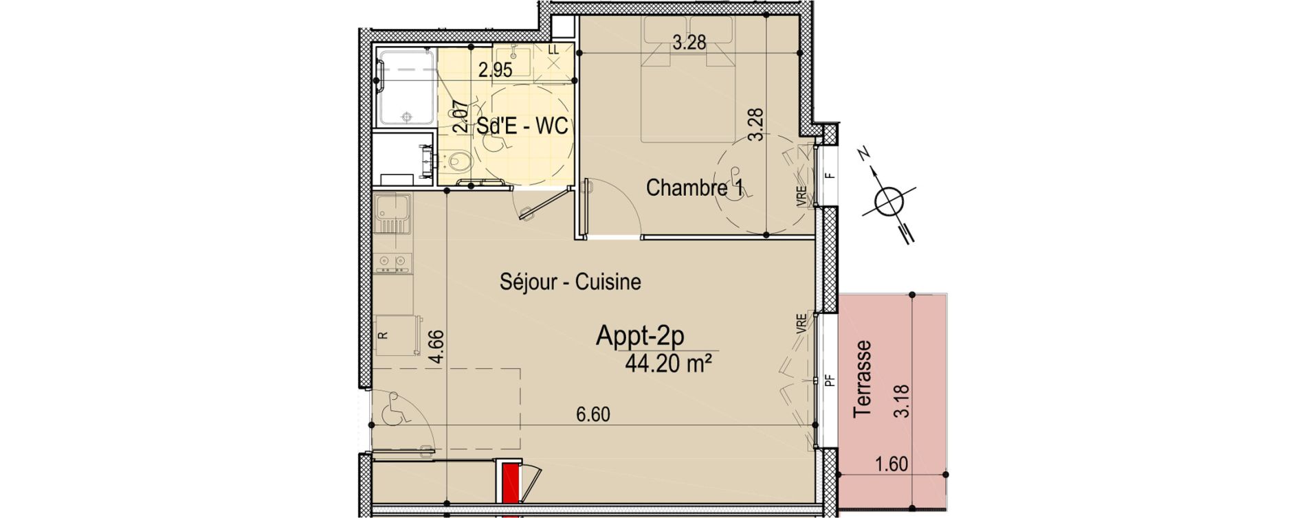 Appartement T2 de 44,20 m2 aux Sables-D'Olonne Le chateau d olonne