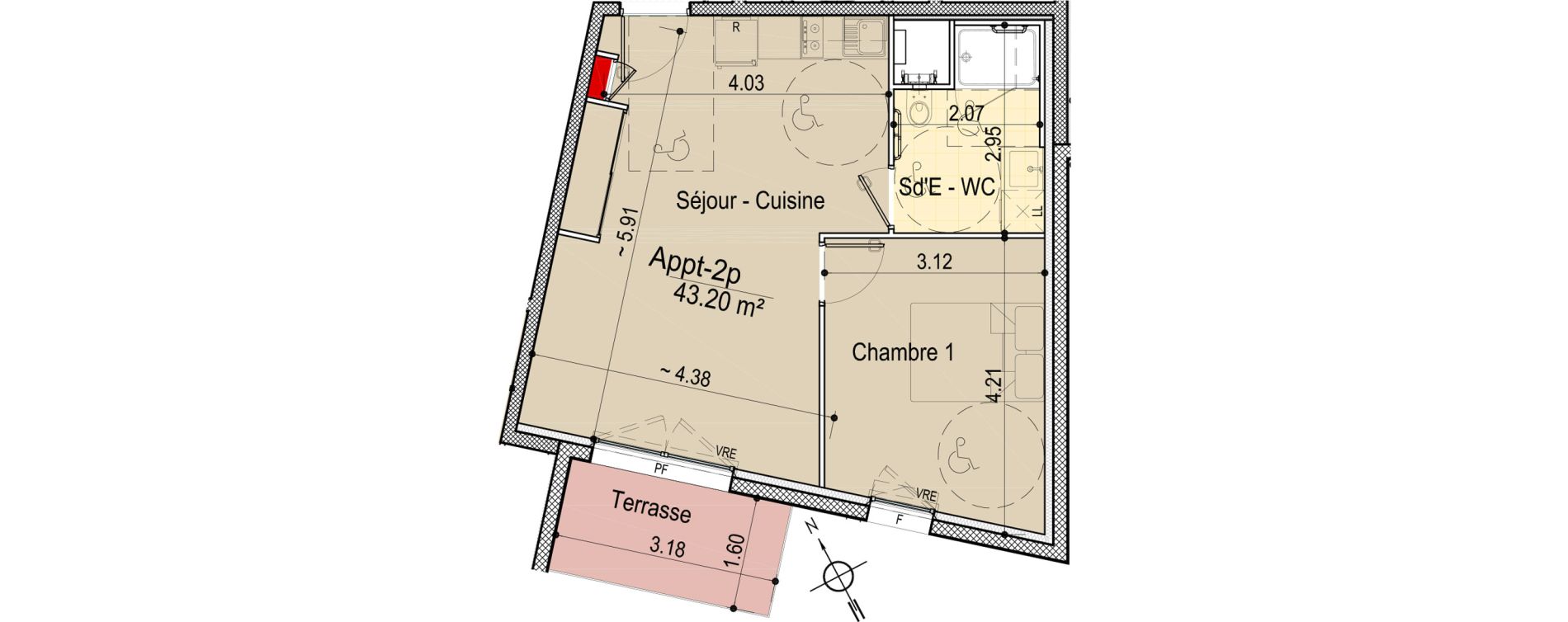 Appartement T2 de 43,20 m2 aux Sables-D'Olonne Le chateau d olonne