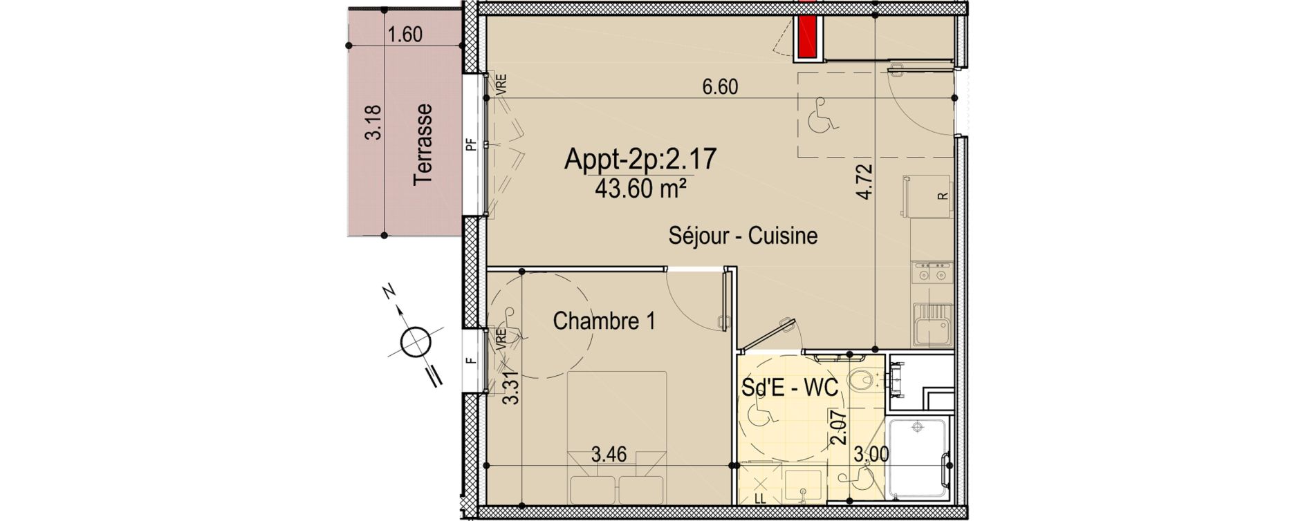 Appartement T2 de 43,60 m2 aux Sables-D'Olonne Le chateau d olonne