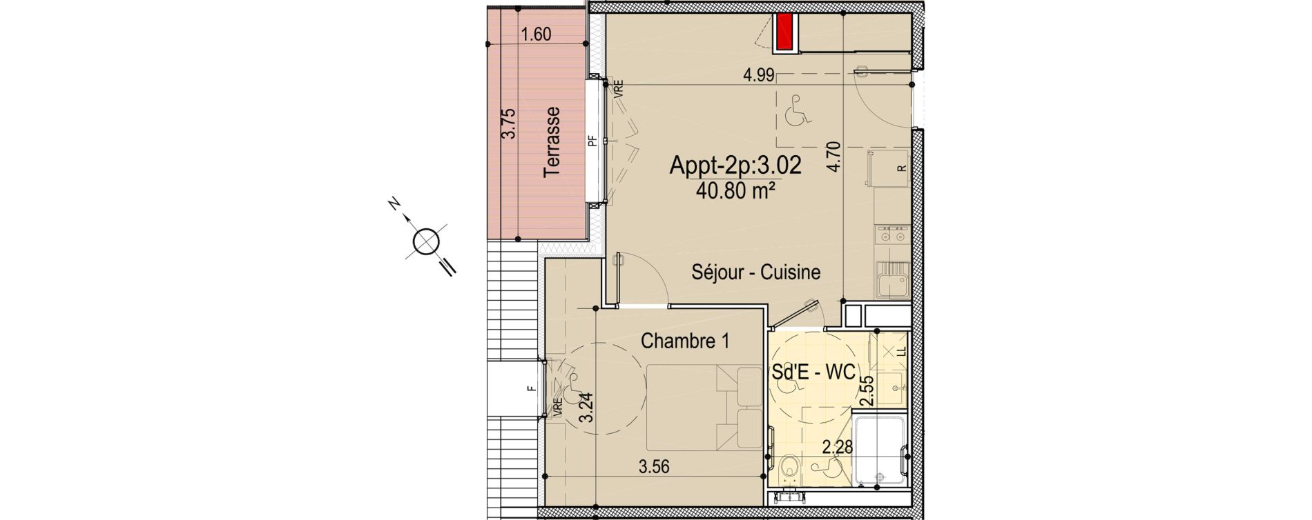 Appartement T2 de 40,80 m2 aux Sables-D'Olonne Le chateau d olonne