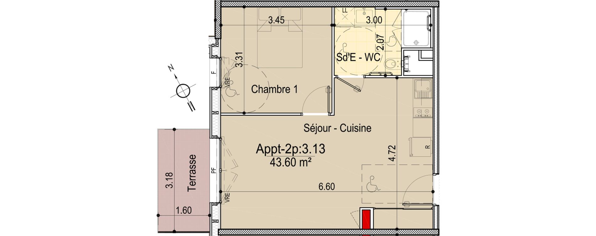 Appartement T2 de 43,60 m2 aux Sables-D'Olonne Le chateau d olonne